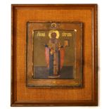 Russian paint decorated icon on wood, 18th/19th century