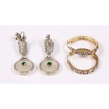 (Lot of 2) Multi-stone, glass, 14k gold earrings
