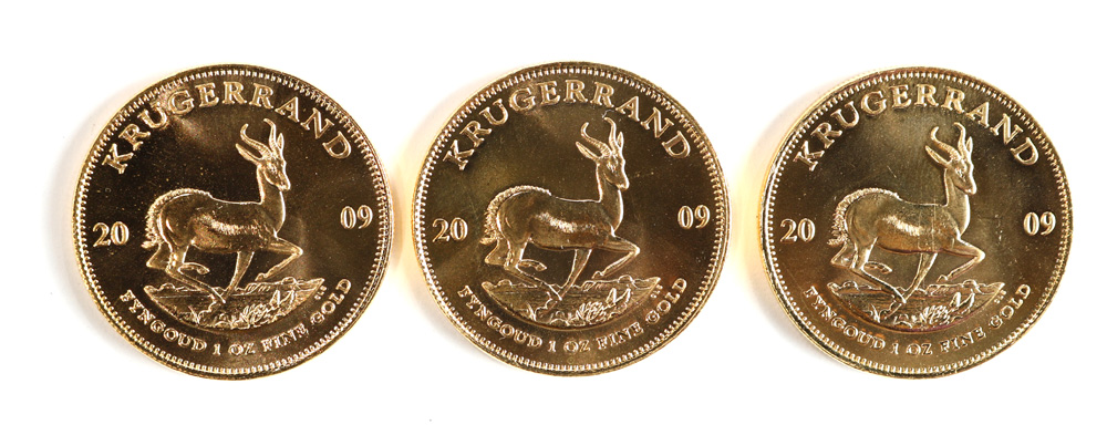 (lot of 3) 1 oz gold South African Krugerrands, 24 karat pure - Image 2 of 2