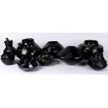 (lot of 9) Casa Grandes blackware items, 6"h