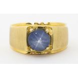 Star sapphire, 14k yellow gold ring