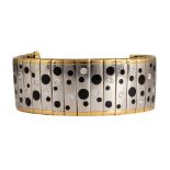 Michael Bondanza diamond, black onyx, platinum, 18k yellow gold "Polka Dot" bracelet