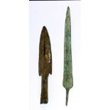 (lot of 2) Greek bronze war spear