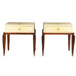 Rare parchment nightstands by Jean Pascaud
