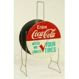 Vintage Coca-Cola sidewalk metal and tin tire sign