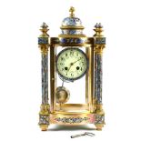 French cloisonne decorated mantle clock