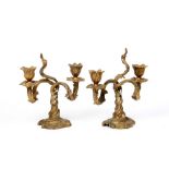 (lot of 2) Rococo style patinated bronze candlesticks
