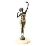 Continental Art Deco bronze figural statue of a young nude stretching