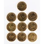 (lot of 10) 2010 1/2 ounce gold South African Krugerrands