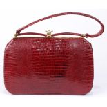 Vintage lizard skin leather handbag