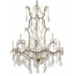 A continental crystal twelve light chandelier