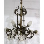 A Continental patinated bronze chandelier
