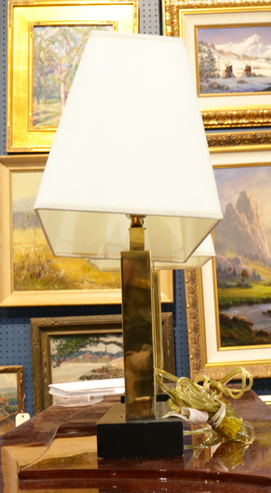 A Pair of Robert Abbey brass table lamps - Image 2 of 2