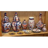 One shelf of Japanese Imari, Kutani ware, Nabeshima