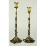 Jay Strongwater enamel decorated candlesticks