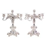 Pr Tiffany & Co sterling six light candelabra, c1882