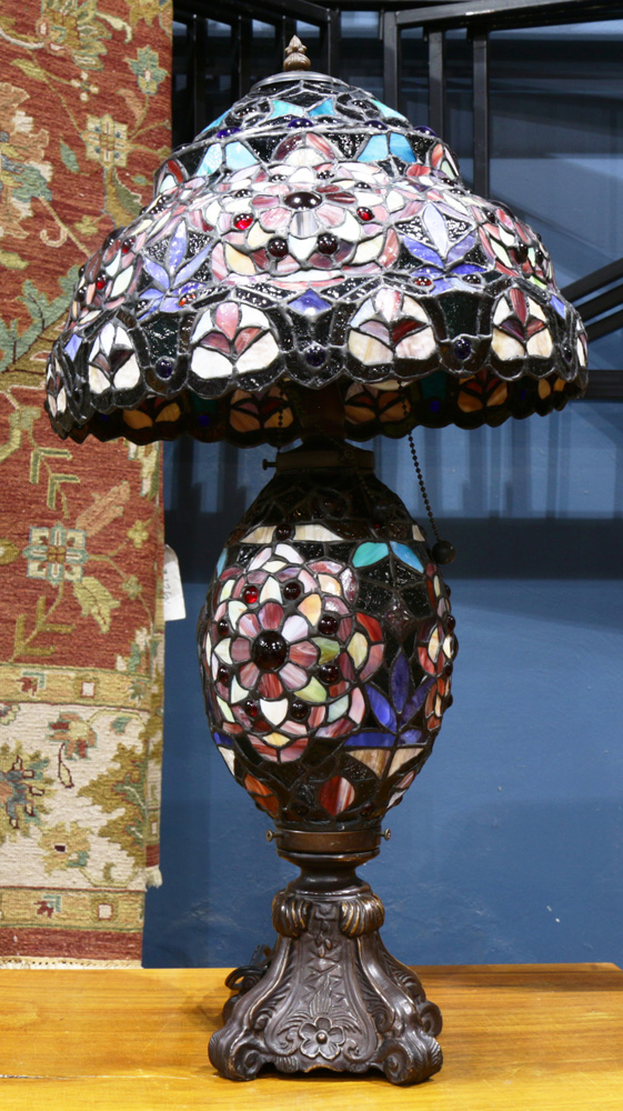 A Tiffany style leaded glass table lamp