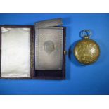 An late 19th century silver card case and a brass sovereign purse