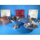 A small parcel of early 20th century art nouveau items to include a WMF chalice and a copper tea