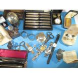 A quantity of very interesting collectables to include silver items, A Dunhill lighter and watches
