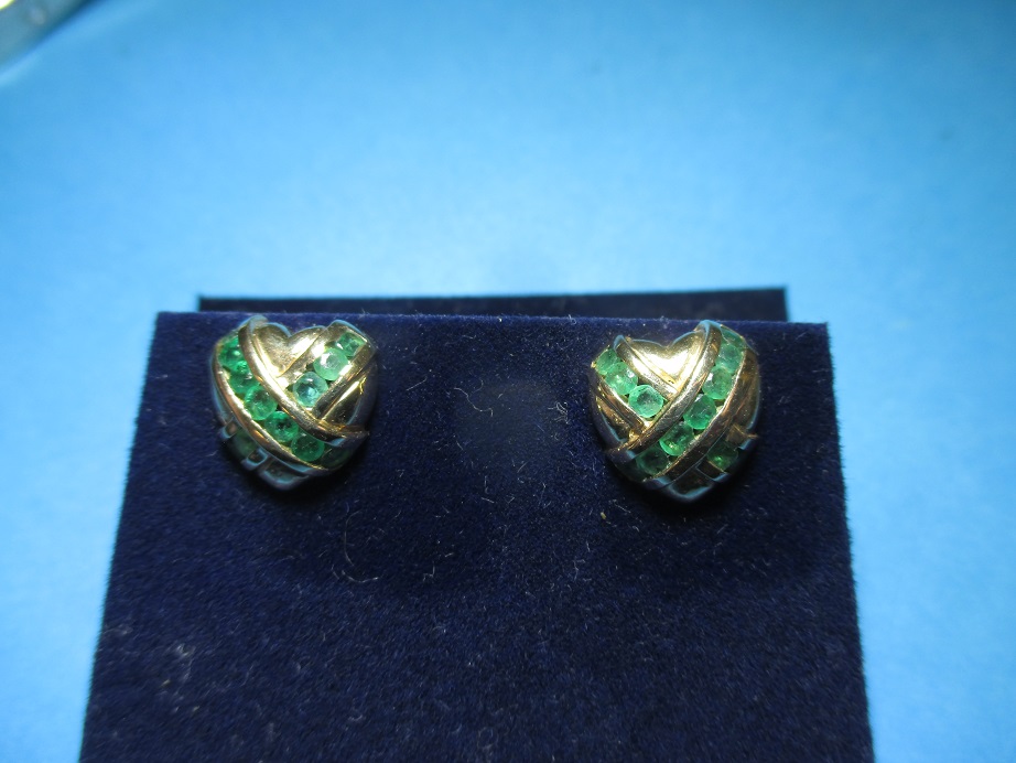 A pair of gem set 9ct gold earrings