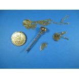 A quantity of 9ct gold and yellow metal items, approx. weight 11.2g