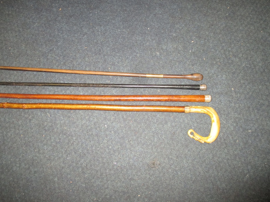 2 Silver topped walking sticks and 2 others