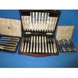 3 cased sets of sterling silver cutlery