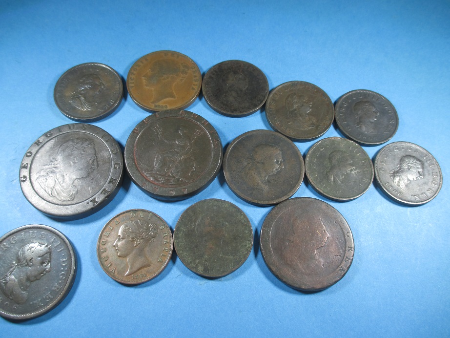 A quantity of Georgian and later copper coins some in very high grades