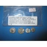 4 Roman silver Denarius coins