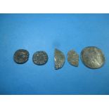 5 Hammered coins to include an Elizabeth I example