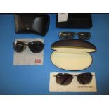 3 Pairs of genuine designer sunglasses by Versace, Louis Vuitton and Ray-Ban