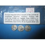 3 Roman imperial silver Denarii coins