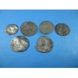 6 Hammered coins to include 2 of each, Edward I Edward III and Elizabeth I