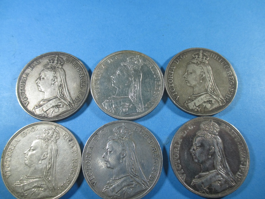 6 Victorian Jubilee head silver crowns