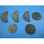 4 Medieval hammered coins and 2 Charles I examples