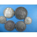 6 Victorian silver coins