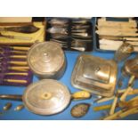 A quantity of antique and later silver plated items