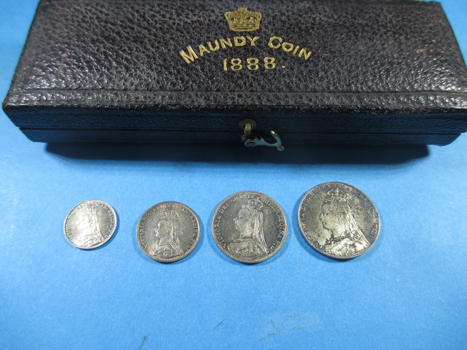 An 1888 maundy 4 piece coin set