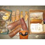 A quantity of leather gaiters and other interesting items