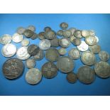 A quantity of pre-decimal silver coins to include a 1902 crown