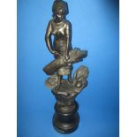 A Victorian spelter figurine plaque to plinth reads L'Agriculture