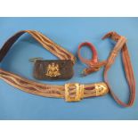 A 19th century Royal Engineers shoulder strap with pouch and 2 sword hangers