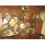 A large quantity of copper and brass items