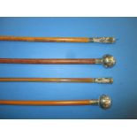 4 Silver mounted army swagger sticks