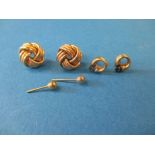 3 pairs of 9ct gold ear studs, approx weight 4.1g