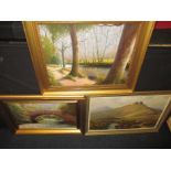 3 Gilt framed landscape paintings signed Chaplin Smith