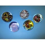 5 Vintage glass paperweights