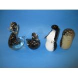 4 Wedgwood glass animal paperweights