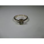 A 9ct gold green tanzanite solitaire ring, approx size O 1/2